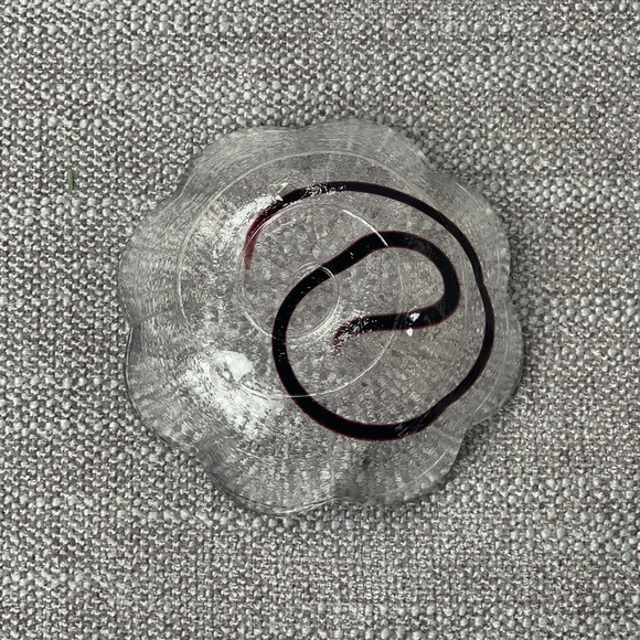 Scalloped Purple Swirl Art Glass Bowl Handmade Artisan Made Textured - Picture 8 of 16